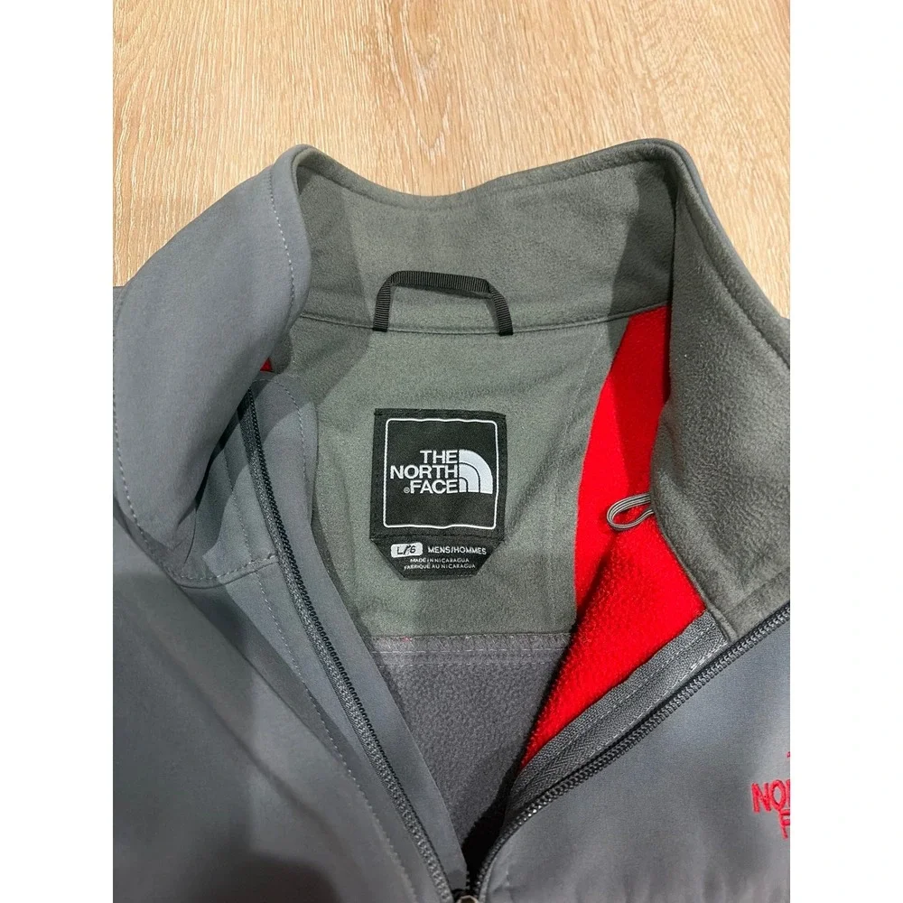 The North Face Mens Softshell Jacket Red Grey Large Full Zip